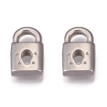 Tarnish Resistant 304 Stainless Steel Pendant, Padlock, Stainless Steel Color, 13x8x3mm, Hole: 3x4mm