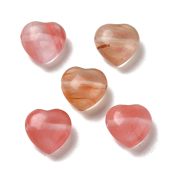 Cherry Quartz Glass Beads, Heart, 14.5~15x14.5~15x8.5mm, Hole: 1.5mm