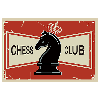 Tinplate Sign Poster, Horizontal, for Home Wall Decoration, Rectangle, Chess Pattern, 200x300x0.5mm