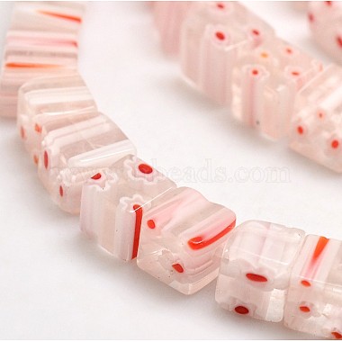 Millefiori hecho a mano hilos de perlas cubo de cristal(LK-P014-M)-4