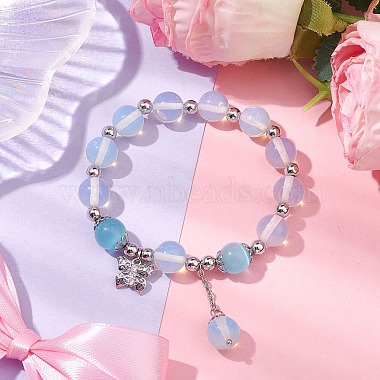 10mm Round Opalite & Cat Eye Beaded Stretch Bracelets(BJEW-JB10450)-2