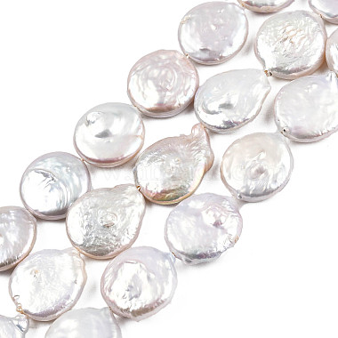 17mm Linen Flat Round Keshi Pearl Beads