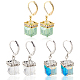 3 Pairs 3 Colors Bling Glass Cube Dangle Leverback Earrings(EJEW-AN0002-81)-1