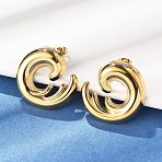 304 Stainless Steel Stud Earrings, C-Shaped, Golden, 29x27mm(EJEW-D319-08G)