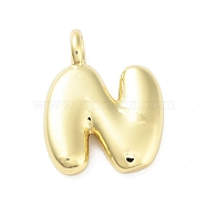 Rack Plating Brass Pendants, Cadmium Free & Lead Free, Long-Lasting Plated, Real 18K Gold Plated, Letter N, 17x13.5x4.5mm, hole: 2.5mm(KK-C050-01G-N)