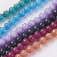 Natural Mashan Jade Round Beads Strands, Dyed, Mixed Color, 4mm, Hole: 1mm, about 98pcs/strand, 15.7 inch(G-D263-4mm-M)