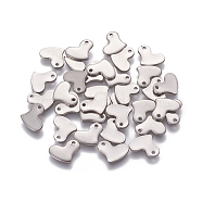 201 Stainless Steel Charms, Stamping Blank Tag, Heart, Stainless Steel Color, 10x9.5x1mm, Hole: 1.2mm(STAS-L234-089P)