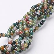 Gemstone Beads Strands, Natural Indian Agate, Round, about 4mm diameter, hole: about 0.8mm, about 85~86pcs/strand, 15~16 inch(X-GSR4mmC002)