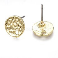 Alloy Stud Earring Findings, with Loop, Steel Pins, Flat Round, Light Gold, 10mm, Hole: 1.5mm, Pin: 0.7mm(PALLOY-S121-67)