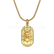 Constellations Cubic Zirconia Pendant Necklace, with Golden Stainless Steel Round Snake Chains, Virgo, 17.72 inch(45cm)(PW-WG56929-06)