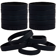 Flat Plain Silicone Cord Bracelet for Men Women, Black, Inner Diameter: 2-1/2 inch(6.5cm)(BJEW-WH0016-32I)