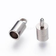 304 Stainless Steel Cord Ends, End Caps, Stainless Steel Color, 8.5x4mm, Hole: 1.8mm, Inner Diameter: 3mm(STAS-P162-11-3mm)