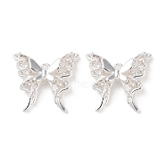 Brass Micro Pave Clear Cubic Zirconia Pendants, Butterfly, 925 Sterling Silver Plated, 15x16x4mm, Hole: 1mm(KK-G491-04S)