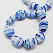 Handmade Lampwork Beads, Oval, Royal Blue, 21x17x12mm, Hole: 1~3mm(LAMP-R540-5)