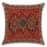 Square Cotton Linen Pillow Covers, Persian Style Pattern Cushion Cover, for Couch Sofa Bed, Square, without Pillow Filling, Dark Red, 450x450mm(PW22111465243)