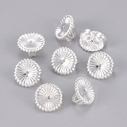 Brass Ear Nuts, Friction Earring Backs for Stud Earrings, Flower, Silver Color Plated, 9x4.5mm, Hole: 0.8mm(X-KK-L198-008S)