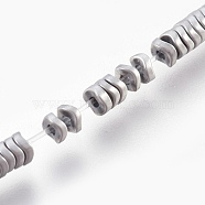 Electroplated Non-magnetic Synthetic Hematite Bead Strand, Twist Square, Frosted, Platinum Plated, 3x1mm, Hole: 0.8mm, about 384pcs/strand, 15.7 inch(40cm)(G-E498-18G)
