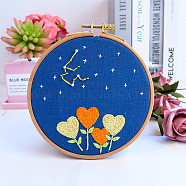 Flower & Constellation Pattern 3D Bead Embroidery Starter Kits, including Embroidery Fabric & Thread, Needle, Instruction Sheet, Aquarius, 200x200mm(DIY-P077-091)