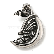 316 Surgical Stainless Steel Pendants, Moon, Antique Silver, 38x28x14mm, Hole: 4x8mm(STAS-Z073-85AS)