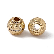 Rack Plating Brass Micro Pave Cubic Zirconia Beads, Long-Lasting Plated, Cadmium Free & Nickel Free & Lead Free, Round, Real 18K Gold Plated, 11x10mm, Hole: 3.5mm(KK-C007-46G)