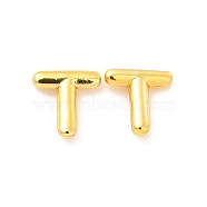 Brass Hollow Out Initial Letter Stud Earrings for Women, Real 18K Gold Plated, Lead Free & Cadmium Free, Letter.T, 7x6.5x1.5mm, Pin: 0.8mm(EJEW-A044-01G-T)