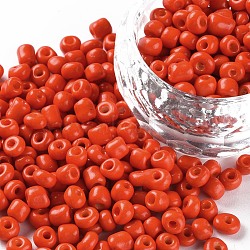 Baking Paint Glass Seed Beads, Dark Orange, 4~5x3~4mm, Hole: 1~2mm(SEED-S004-Y5)