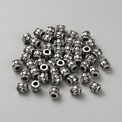 Tibetan Style Alloy Beads, Column, Antique Silver, 7x6.5mm, Hole: 2.8mm(FIND-WH20009-02)