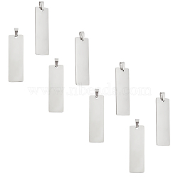 304 Stainless Steel Pendants, Stamping Blank Tag, Rectangle, Stainless Steel Color, 48x15x1mm, Hole: 4x7mm, 10pcs/box(STAS-UN0005-93)
