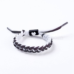 Adjustable Polycotton(Polyester Cotton) Yarn Braided Slider Bracelets, with Zinc Alloy Enamel Findings, Black, 1-3/4 inch~3 inch(4.5~7.5cm)(BJEW-P252-E02)
