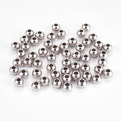304 Stainless Steel Smooth Round Spacer Beads, Stainless Steel Color, 3x2mm, Hole: 1.2mm(STAS-M006-01C)