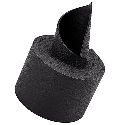 2M Flat Single Face Lychee Pattern Imitation Leather Band, Black, 50x1.8mm, about 2.19 Yards(2m)/Roll(LC-WH0010-02C-01)