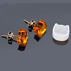 Silicone Molds, Resin Casting Molds, For UV Resin, Epoxy Resin Jewelry Making, Cat, White, 9x10x5mm, Inner Diameter: 6x8mm(DIY-E005-05)