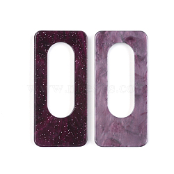 Cellulose Acetate(Resin) Big Pendants, with Glitter Powder, Rectangle, Dark Red, 57x26x2.5mm, Hole: 36x13mm(KY-S157-19C)