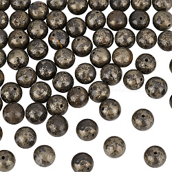 3 Strands Natural Pyrite Beads Strands, Round, 10mm, Hole: 1mm, about 20pcs/strand, 8 inch(G-OC0005-03)