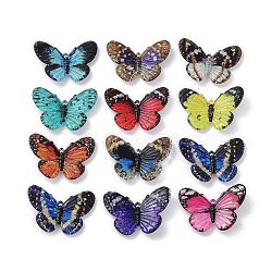 Spray Painted Acrylic Pendants, Butterfly, Mixed Color, 30x41x3mm, Hole: 1.6x1.5mm(X-TACR-A004-06)