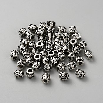 Tibetan Style Alloy Beads, Column, Antique Silver, 7x6.5mm, Hole: 2.8mm