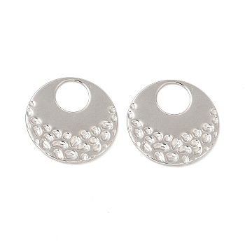 304 Stainless Steel Pendants, Flat Round Charm, Stainless Steel Color, 23x1mm, Hole: 8.3mm