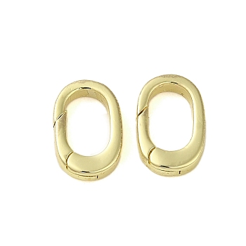 Brass Spring Gate Rings, Oval, Golden, 12x8x2.5mm
