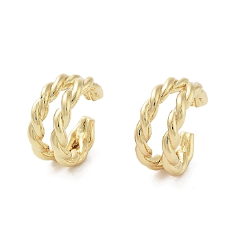 Rack Plating Brass Cuff Ring, Cadmium Free & Lead Free, Long-Lasting Plated, Real 18K Gold Plated, 15x7x15.5mm