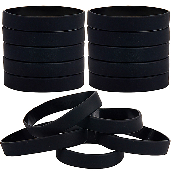 Flat Plain Silicone Cord Bracelet for Men Women, Black, Inner Diameter: 2-1/2 inch(6.5cm)