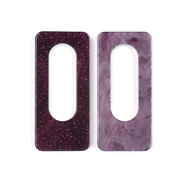 Cellulose Acetate(Resin) Big Pendants, with Glitter Powder, Rectangle, Dark Red, 57x26x2.5mm, Hole: 36x13mm