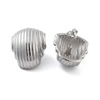304 Stainless Steel Stud Earrings, Shell Shape, Stainless Steel Color, 25x19mm