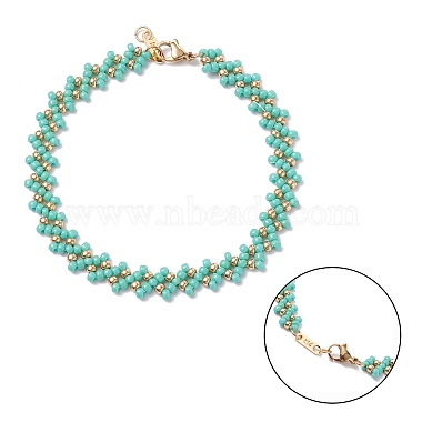 Ensemble de bracelets de cheville tressés en perles de verre pour femmes(AJEW-AN00466)-4