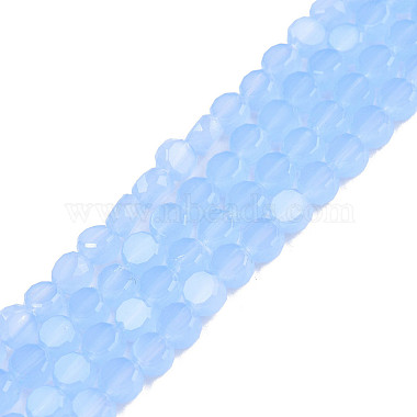 Light Sky Blue Flat Round Glass Beads
