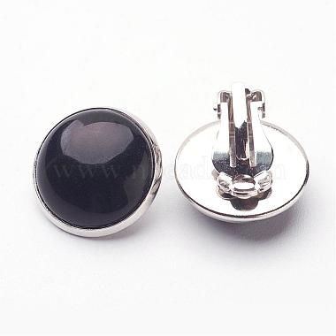天然黒瑪瑙真鍮クリップオンイヤリング(EJEW-A051-A010)-2