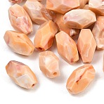 Two Tone Opaque Acrylic Imitation Gemstone Beads, Oval, Faceted, Light Salmon, 27x17x15~16mm, Hole: 3mm, about 131pcs/500g(OACR-T033-07A)