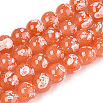 Baking Paint Glass Beads, Round, Coral, 10~10.5mm, Hole: 1.2~1.5mm(X1-DGLA-N015-10mm-04)