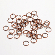 Iron Open Jump Rings, Nickel Free, Red Copper, 6x0.7mm, 21 Gauge, Inner Diameter: 4.6mm, about 18000pcs/1000g(IFIN-A018-6mm-R-NF)