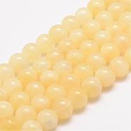 Natural Honey Jade Bead Strands, Round, 10mm, Hole: 1mm, about 38pcs/strand, 15.5 inch(G-K153-B12-10mm)