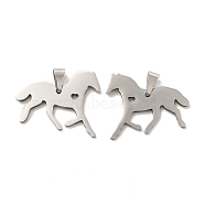 201 Stainless Steel Pendants, Horse Charm, Stainless Steel Color, 21.5x26x1.5mm, Hole: 6.5x3mm(STAS-K251-004)